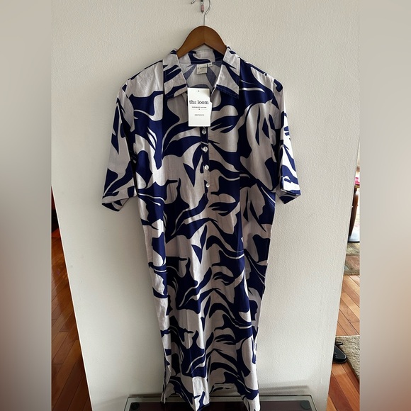 The Loom | White Purple Printed Cotton Dress - Picture 5 of 8